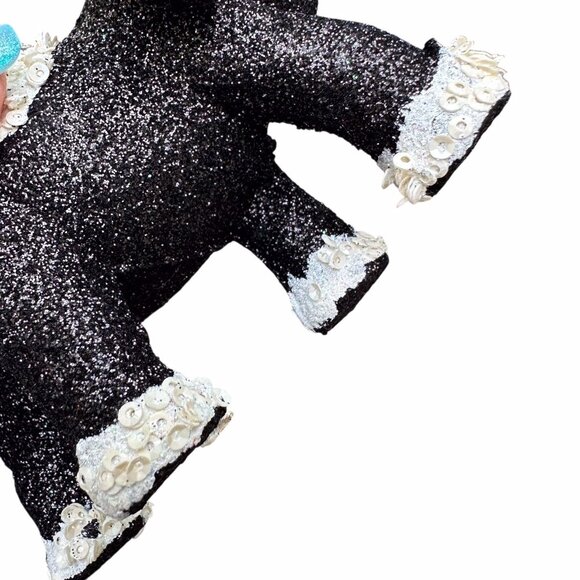 Holiday Lane Elephant Ornament Black Glitter Sequin 6x4" Hanging Holiday Decor - Picture 6 of 14